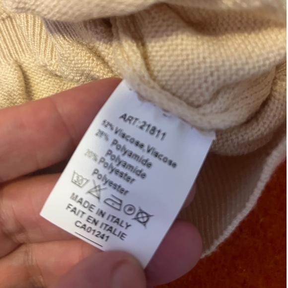 Cream ecru ruched knit long sleeve sweater made in Italy NWT - Picture 7 of 8